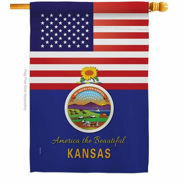 Guarderia 28 x 40 in. USA Kansas American State Vertical House Flag with Dbl-Sided  Banner Garden Yard Gift GU4075008
